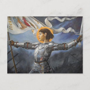Joan of Arc mit Banner Postkarte