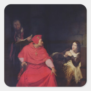 Joan of Arc und der Kardinal von Winchester Quadratischer Aufkleber