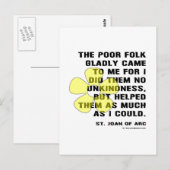 Joan von Arc helped Poor Folk Postkarte (Vorne/Hinten)