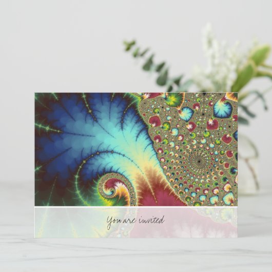 Joanie 50 Fraktal Art Einladung (Stehend Vorderseite)