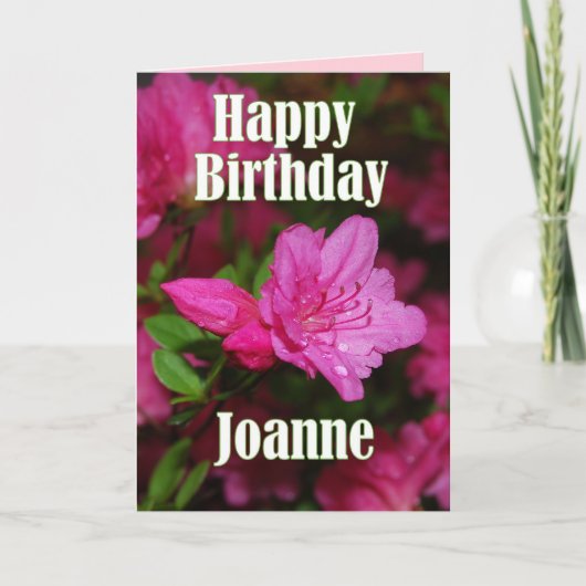Joanne Pink Azalea Happy Birthday Karte (Vorderseite)