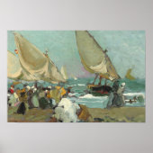 Joaquin Sorolla - Boote am Strand von Valencia Poster (Vorne)
