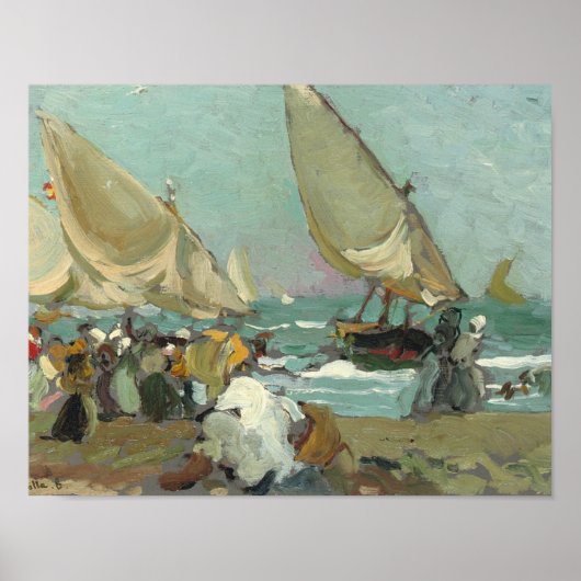 Joaquin Sorolla - Boote am Strand von Valencia Poster (Vorne)