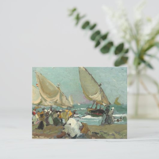 Joaquin Sorolla - Boote am Strand von Valencia Postkarte (Stehend Vorderseite)