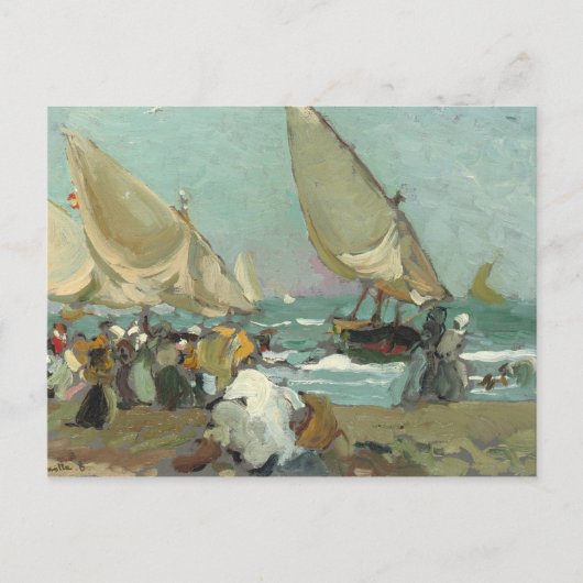 Joaquin Sorolla - Boote am Strand von Valencia Postkarte (Vorderseite)