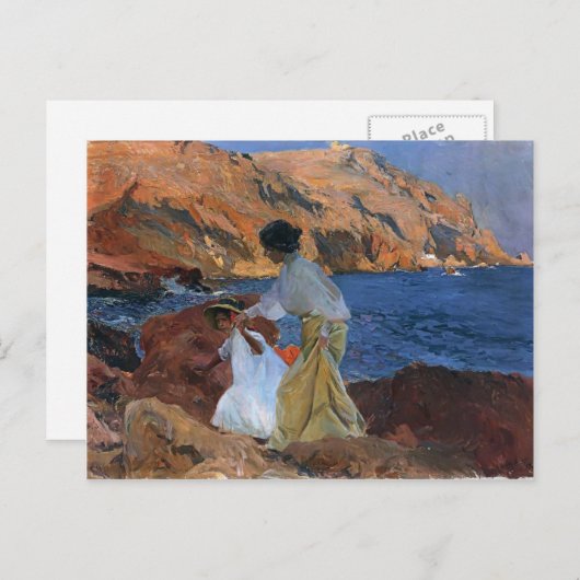 Joaquín Sorolla- Clotilde und Elena auf den Felsen Postkarte (Vorne/Hinten)