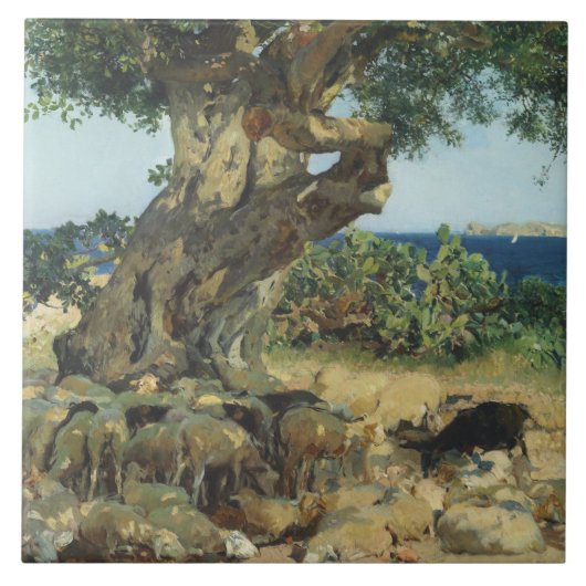 Joaquin Sorolla - der Johannisbrotbaum-Baum Fliese (Vorderseite)