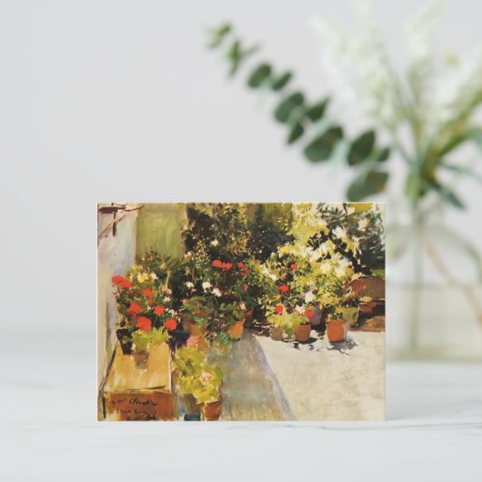 Joaquín Sorolla - Ein Dach mit Blume Postkarte (Stehend Vorderseite)