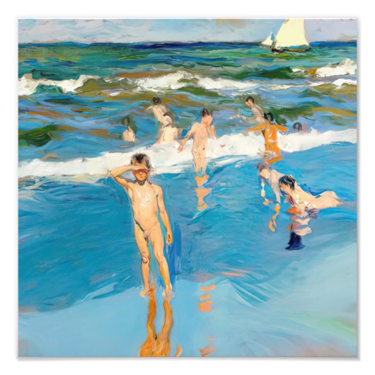 Joaquín Sorolla los niños en el mar playa Fotodruck (Vorne)