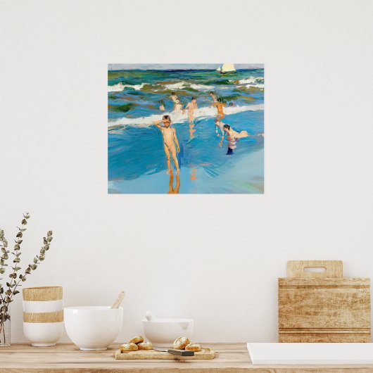 Joaquín Sorolla los niños en el mar playa Poster (Küche)
