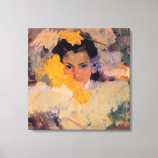 Joaquin Sorolla - Mädchen mit Blume Leinwanddruck (Vorderseite)