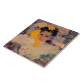 Joaquin Sorolla - Mädchen mit Blumen Fliese (Seite)