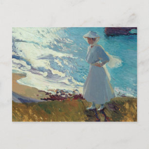 Joaquin Sorolla - Maria am Strand von Biarritz Postkarte