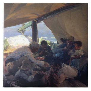 Joaquin Sorolla - Mittagessen auf dem Schiff Fliese