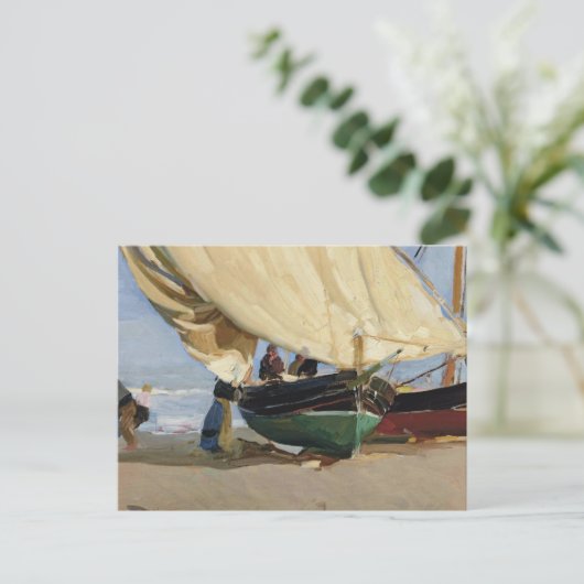Joaquin Sorolla - Pescadores. Barcas varadas Postkarte (Stehend Vorderseite)