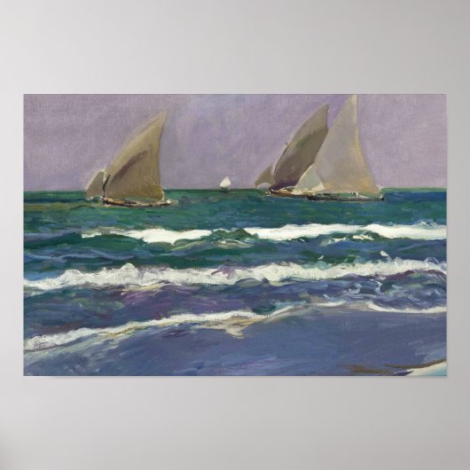 Joaquin Sorolla - Segel im Meer Poster (Vorne)