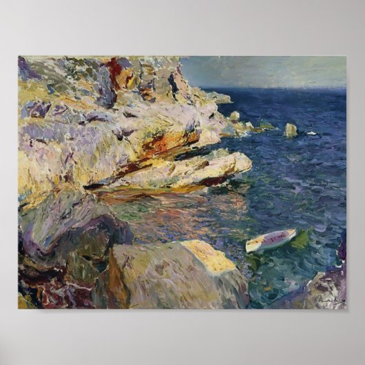 Joaquín Sorolla- Steine und weißes Boot, Javea Poster (Vorne)
