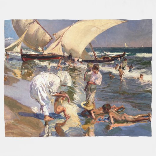 Joaquin Sorolla - Valencia Beach by Morning Light Fleecedecke (Vorderseite (Horizontal))