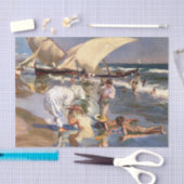 Joaquin Sorolla - Valencia Beach by Morning Light Seidenpapier (Handwerk)