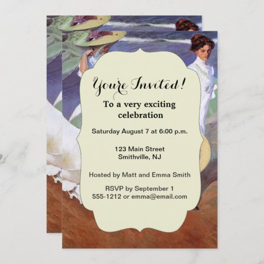 Joaquin Sorolla Women Walking Beach Einladung (Vorne/Hinten)