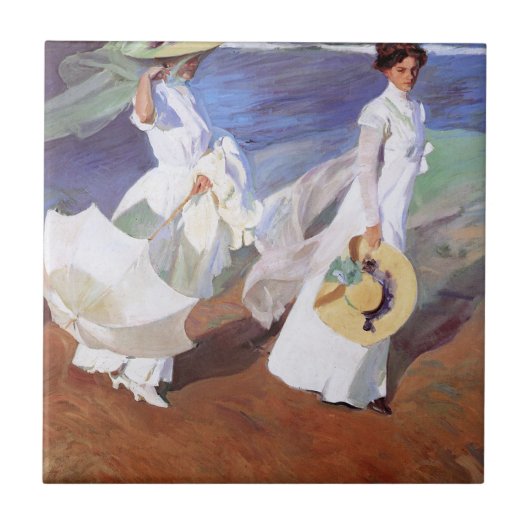 Joaquin Sorolla Women Walking Beach Fliese (Vorderseite)