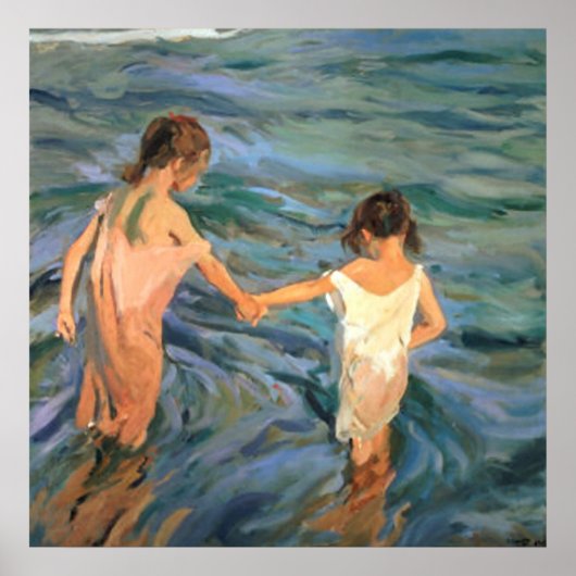Joaquín Sorolla y Bastida Kinder im Meer Poster (Vorne)