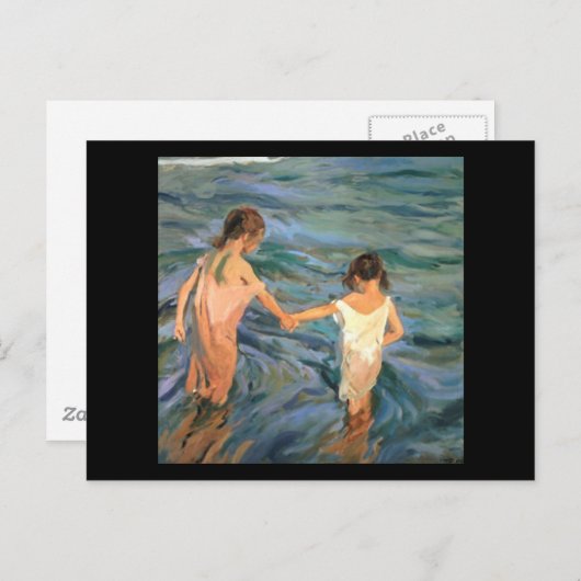 Joaquín Sorolla y Bastida Kinder im Meer Postkarte (Vorne/Hinten)