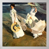 Joaquín Sorolla y Bastida Spaziergang am Strand Poster (Vorne)