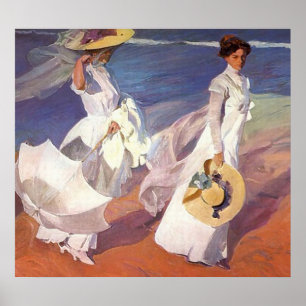 Joaquín Sorolla y Bastida Spaziergang am Strand Poster