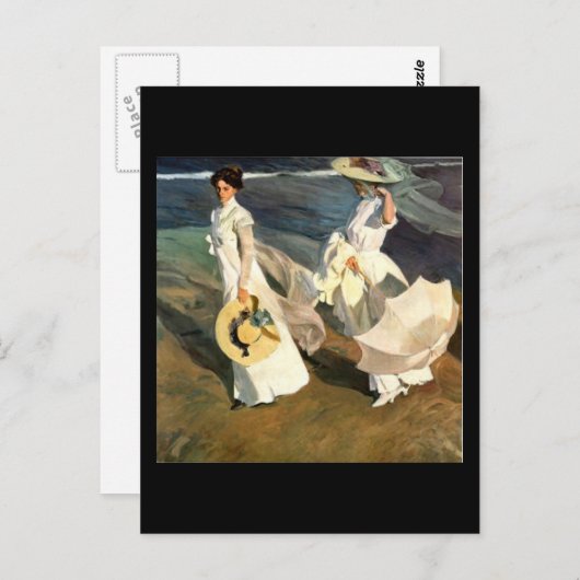 Joaquín Sorolla y Bastida Spaziergang am Strand Postkarte (Vorne/Hinten)