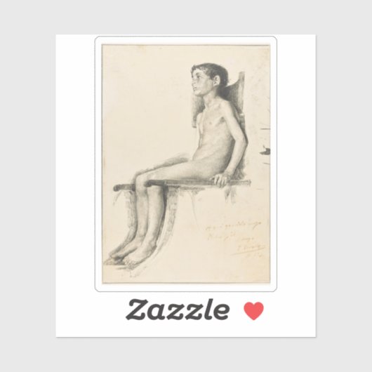 Joaquín Sorolla y Bastida - Studie eines sitzenden Aufkleber (Blatt)