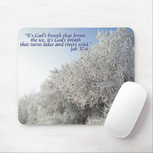 Job 37:6 Mousepad für die Inspirationswinterlandsc