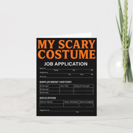 Job Application Funny Y Halloween Costume Trick Or Karte (Vorderseite)