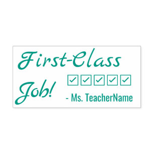 "Job erster Klasse!" Briefmarke aus Kautschuk Permastempel