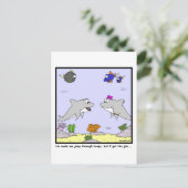 Job-Interview: Dolphin-Cartoon Postkarte (Stehend Vorderseite)