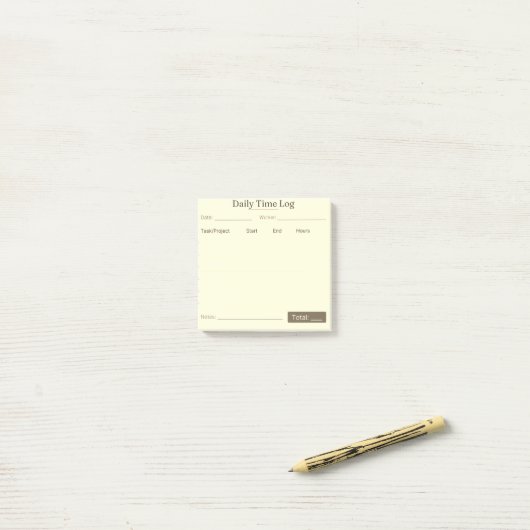Job Time Log Notepad – Work Hours Tracker Post-it Klebezettel (Auf Schreibtisch)