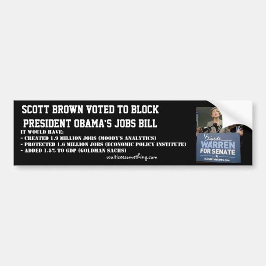 Jobtat Scotts Brown blockierten Obamas Autoaufkleber (Vorne)