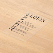 Jocelyn Black and White Modern Wedding Acryleinladungen (Ablage )