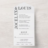 Jocelyn Black and White Modern Wedding All In One Einladung (Innen Boden)
