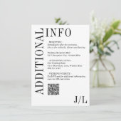 Jocelyn Black and White Modern Wedding Begleitkarte (Stehend Vorderseite)