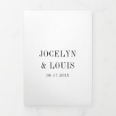 Jocelyn Black and White Modern Wedding Dreifach Gefaltete Einladung (Cover)