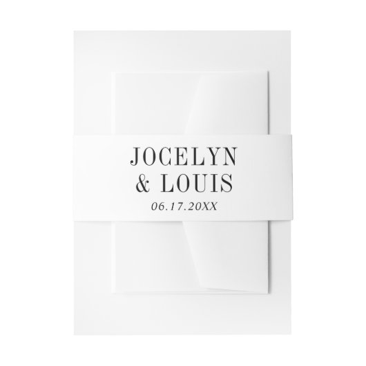 Jocelyn Black and White Modern Wedding Einladungsbanderole (Vorderseite Beispiel)