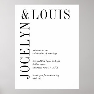Jocelyn Black and White Modern Wedding Poster