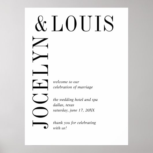 Jocelyn Black and White Modern Wedding Poster (Vorne)
