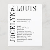 Jocelyn Black and White Modern Wedding Program (Vorderseite)