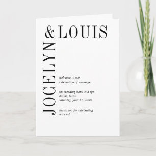 Jocelyn Black and White Modern Wedding Programm