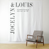 Jocelyn Black and White Modern Wedding Wandteppich (Beispiel)