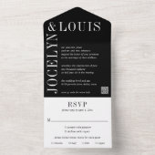 Jocelyn Black Modern Wedding All In One Einladung (Innen Boden)