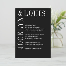 Jocelyn Black Modern Wedding Einladung