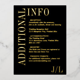 Jocelyn Black Modern Wedding Enclosure Card Folie Einladungspostkarte